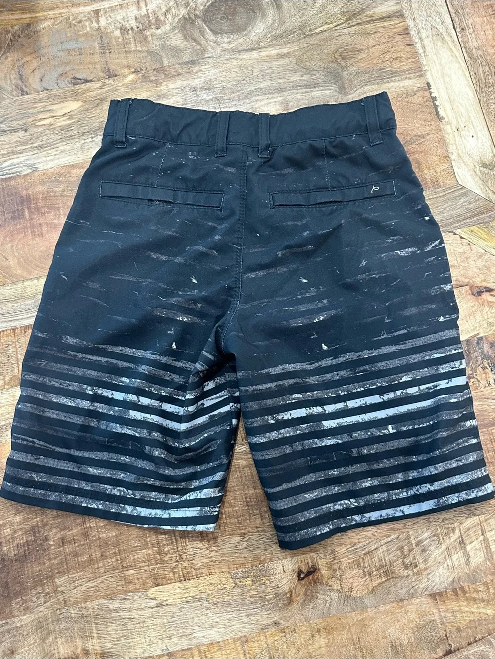 art class Black and Gray Striped Kids Swim Trunks
